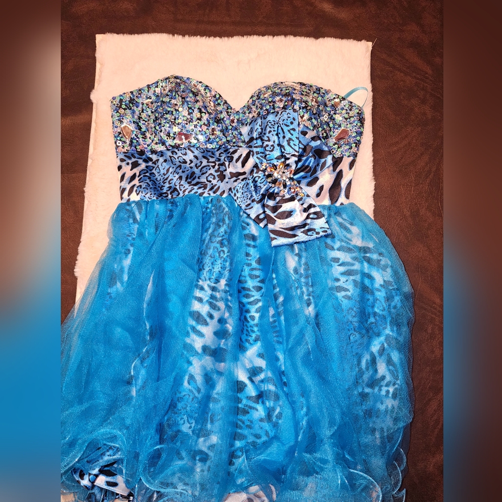 Blue Leopard Print CocktailDress
